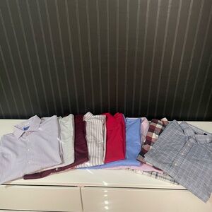 10 Men's Casual Button Down Shirts - Red, Blue, White, Gray
